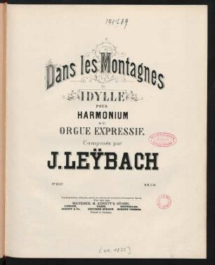 Dans les montagnes : idylle pour harmonium ou orgue expressif