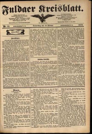 Erste Ausgabe vom Donnerstag, den 19. Februar 1903.