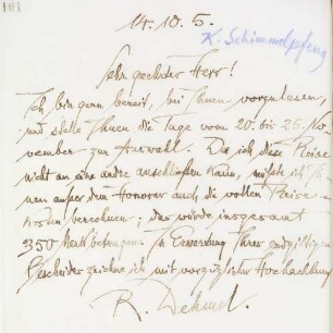 Brief an Karl Adolf Schimmelpfeng