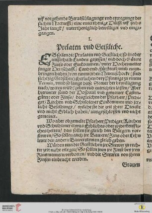 I. Prelaten und Geistliche