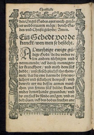 Ein Gebedt vor de krancken/ wen men se besöcht.