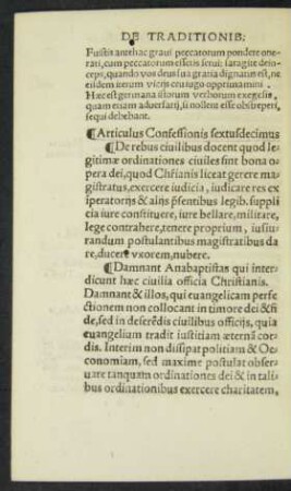 Articulus Confessionis sextusdecimus