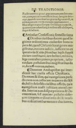 Articulus Confessionis sextusdecimus