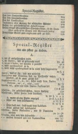 Special-Register wo ein jedes zu finden