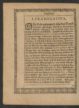 I. Praerogativa.