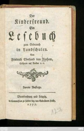 Der Kinderfreund : Ein Lesebuch zum Gebrauch in Landschulen