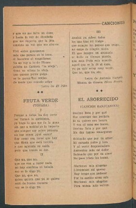 Fruta verde : (Tonada)