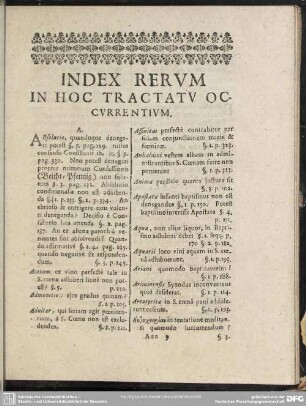 Index Rerum In Hoc Tractatu Occurrentium