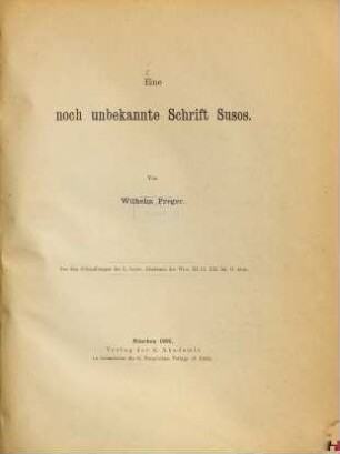 Eine noch unbekannte Schrift Susos