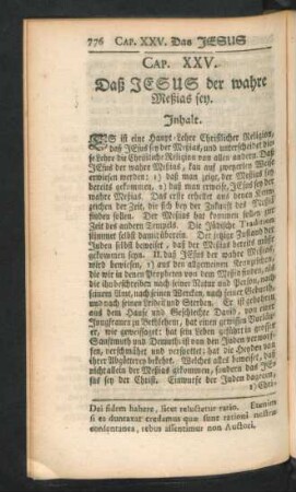 Cap. XXV. Daß Jesus der wahre Meßias sey.