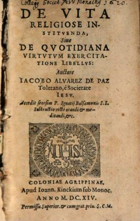 De vita religiose instituenda libellus