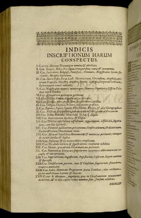 Indicis Inscriptionum Harum Conspectus