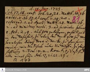 Disposition von August Hermann Francke für die Singstunde über Joh 17,18.