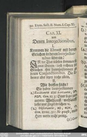 Cap. XI. von Denen Interiectionibus.