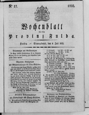 Nr. 27, Ausgabe vom 4. Juli 1835