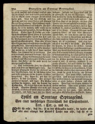 Epistel am Sonntage Septuagesimä. Von einer vorsichtigen Ritterschaft des Christenthums. Text. 1 Cor. 9. und 10.
