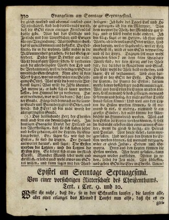 Epistel am Sonntage Septuagesimä. Von einer vorsichtigen Ritterschaft des Christenthums. Text. 1 Cor. 9. und 10.