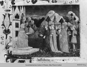Laura führt eine Menschengruppe Petrarca zu (Petrarca: Canzoniere) - Rime varie