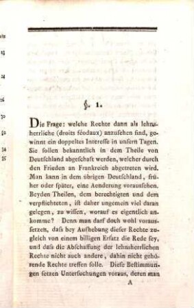 Ueber den eigentlichen Umfang der Lehnsherrlichen Rechte in Beziehung auf die Friedensverhandlungen zu Rastadt