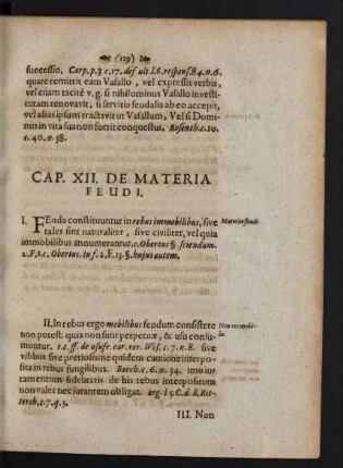 Cap. XII. De Materia Feudi.