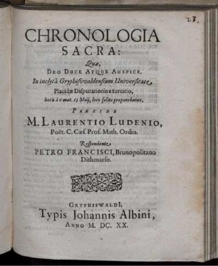 Chronologia Sacra