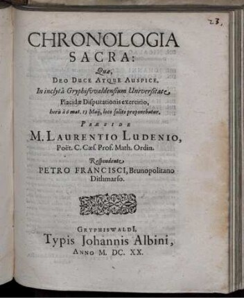 Chronologia Sacra