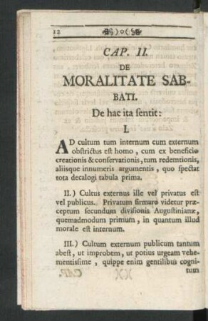 Cap. II. De Moralitate Sabbati