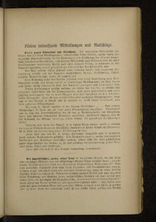 Kleine interessante Mitteilungen und Ratschläge.