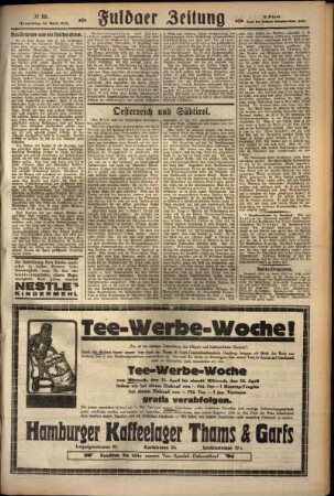 Zweite Ausgabe vom Donnerstag, den 12. April 1928.