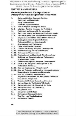 Gemeinsprache und Fachsprachen - Plädoyer für eine integrierende Sichtweise