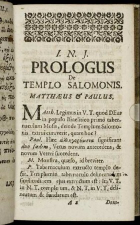 Prologus De Templo Salomonis. Matthæus & Paulus.