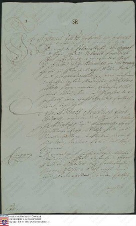 Johann Vaeth bekundet, dass ihm Graf Volrath Friedrich Karl Ludwig v.Solms gemäß inseriertem Bestandsbrief gleichen Datums den Hof Beinhards in Er...