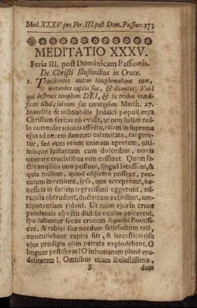 Meditatio XXXV. Feria III. post Dominicam Passionis. - Meditatio XXXVI. Feria IV. post Dominic. Passionis.