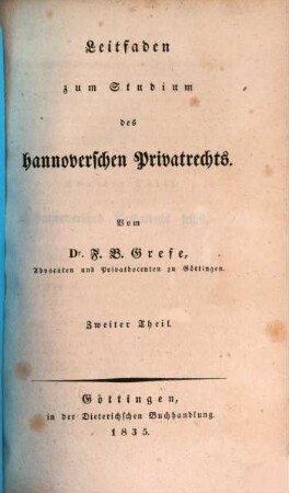 Leitfaden zum Studium des hannoverschen Privatrechts, 2