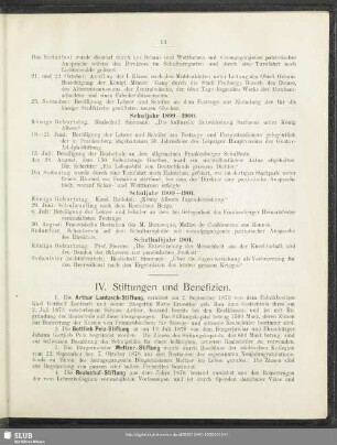 IV. Stiftungen und Benefizien