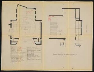 Schillertheater, Berlin-Charlottenburg: Bühnengrundriss und Bühnenlängsschnitt 1:100