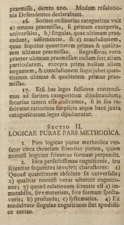 Sectio II. Logicae purae pars methodica.