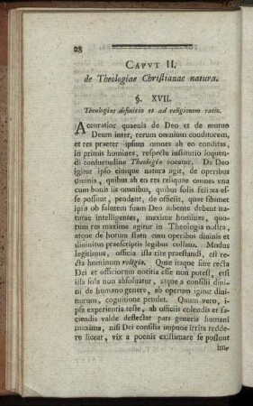 Caput II. de Theologiae Christianae natura.