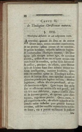 Caput II. de Theologiae Christianae natura.