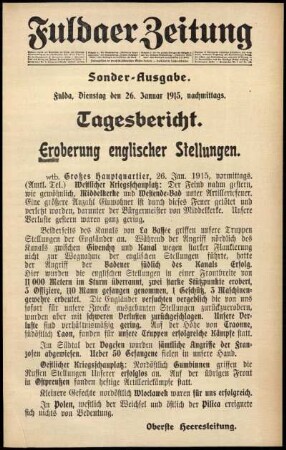 Zweite Ausgabe vom Dienstag, den 26. Januar 1915.