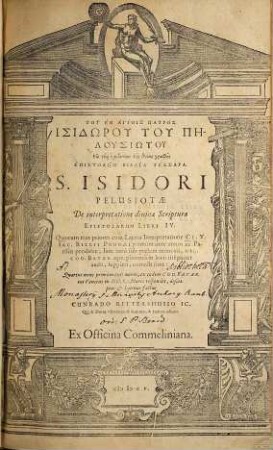 Eis tēn hermēneian tēs theias graphēs epistolōn biblia tessara : = De interpretatione divinae Scripturae Epistolarum libri IV