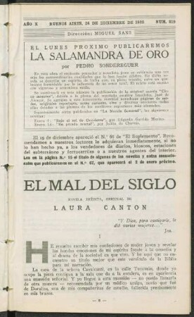 1923007319: El mal del siglo : novela inédita