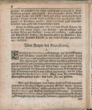 Vom Ampte der Provisoren.