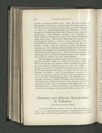 Deutsche und jüdische Kolonisation in Palästina.
