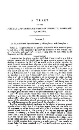 Chapter I. On the Possible and Impossible cases x2+ay2= ... .