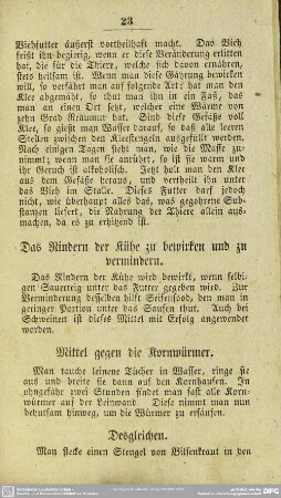 Das Rindern der Kühe zu bewirken und zu vermindern