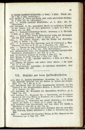 VII. Geschichte und deren Hülfswissenschaften
