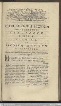 Petri Lotichii Secundi Solitariensis Elegiarum