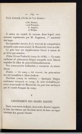 V. Rapatriement des grands blessés