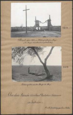 Allerseelenfeier 1915 am Heldenfriedhof in Stryi. (Von Truppen künstlerisch ausgeführtes Tor)